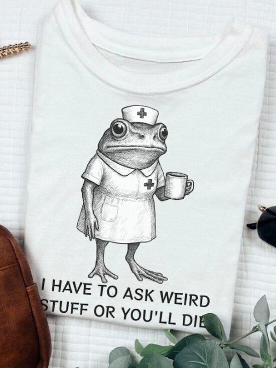 Tops - Funny Nurse Frog Shirt, Coffee Lover Nursing T-Shirt